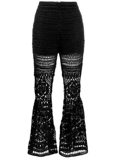 Self-portrait Self Portrait Crochet Trousers In Black