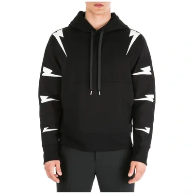 Neil Barrett Men's Hoodie Sweatshirt Sweat Tiger Bolt Slim Fit In Black