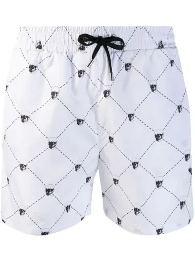 Philipp Plein Skull Drawstring Swim Shorts In White