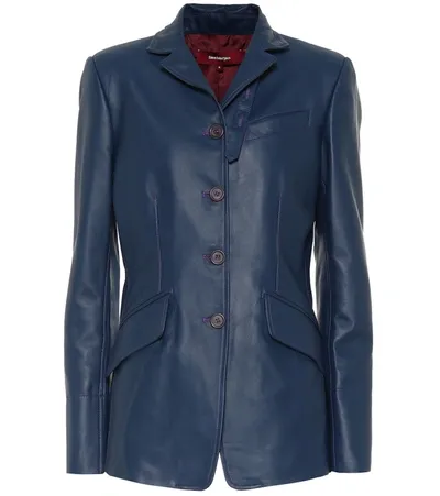 Sies Marjan Bryce Leather Blazer In Blue