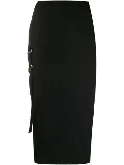 Rick Owens Strap Detail Pencil Skirt In Black