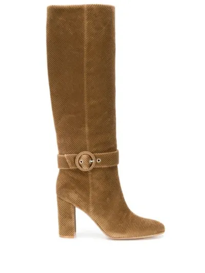 Gianvito Rossi Lucas Corduroy Knee-high Boots In Camel Suede