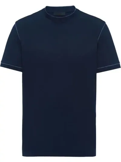 Prada T-shirt Mit Kontrastpaspeln In Blue