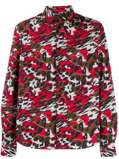 Marni Printed Long Sleeve Shirt In Red