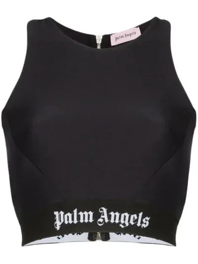 Palm Angels Logo-band Cropped Top In Black