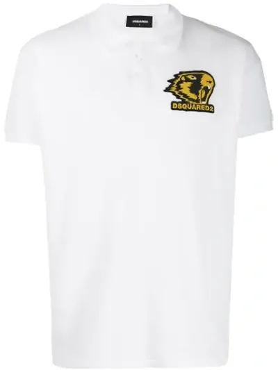 Dsquared2 Logo Patch Polo Shirt In White