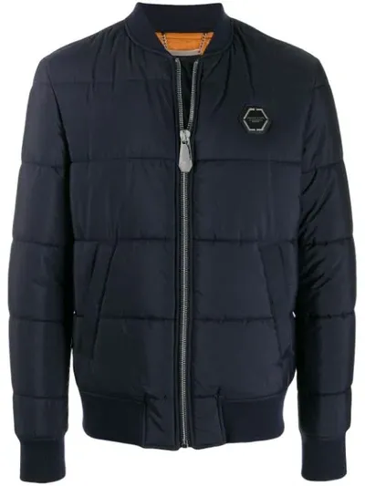 Philipp Plein Padded Bomber Jacket In Blue