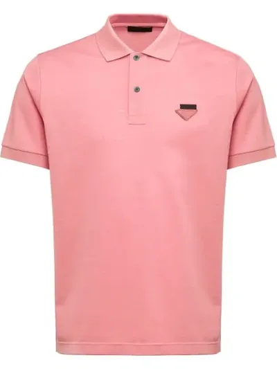 Prada Piqué Polo Shirt In Pink