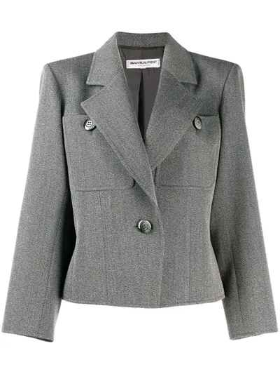 Pre-owned Saint Laurent 1980's Straight Tailored Blazer In Grey