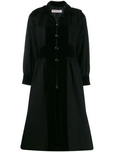 Pre-owned Saint Laurent 1980's Buttoned Midi Coat In Black