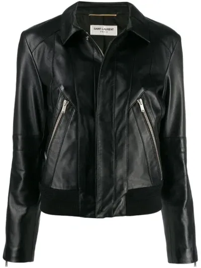 Saint Laurent Fitted Biker Jacket In Black