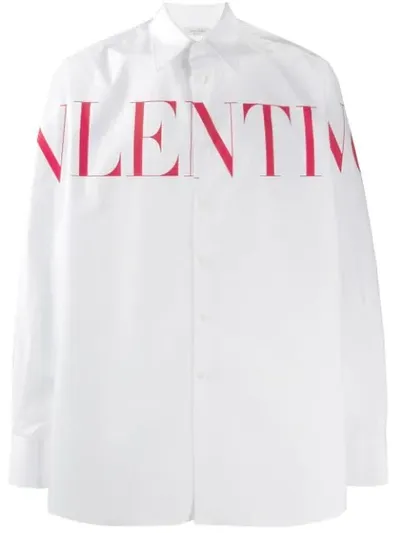 Valentino Logo-print Regular-fit Cotton Shirt In White