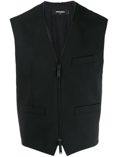 Dsquared2 Zip Front Gilet In Black