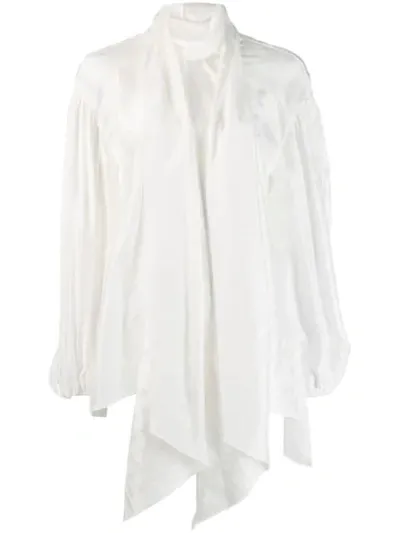 Chloé Billowing Bow-neck Blouse In White