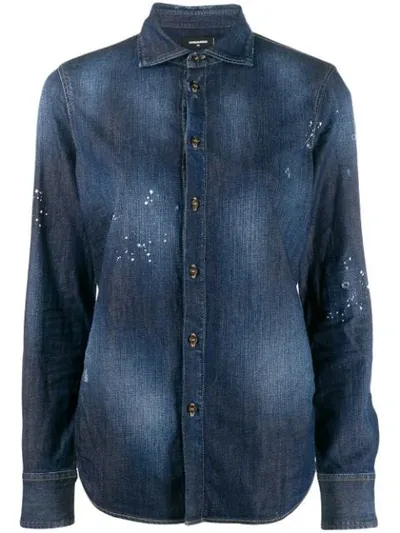 Dsquared2 Faded Denim Shirt In Blue