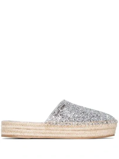 Miu Miu Espadrilles In Glitter-optik In Metallic