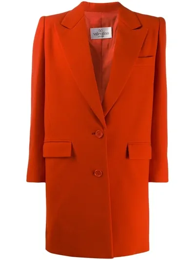 Pre-owned Valentino 1980's Structured Elongated Blazer In Orange