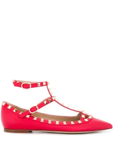 Valentino Garavani Rockstud Flats In Red