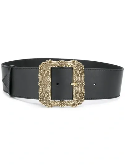 Etro Oversized Square Buckle Belt In Black