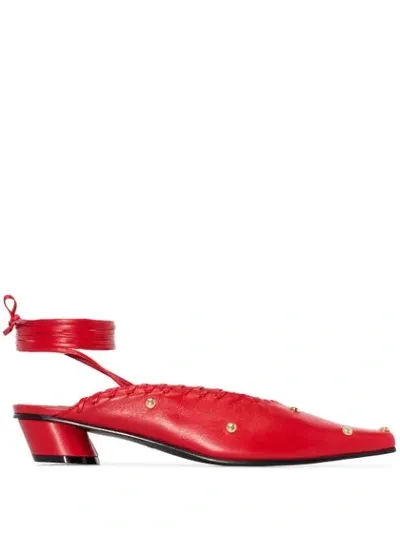 Reike Nen Sue 30mm Ankle-tie Mules In Red