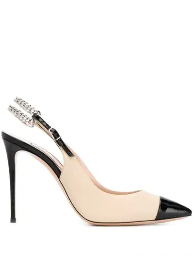 Casadei Chain Slingback Pumps In Neutrals