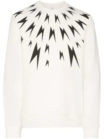 Neil Barrett Meteorites Crew-neck Sweatshirt In White