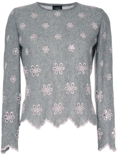 Giambattista Valli Embroidered Flower Jumper In Grey