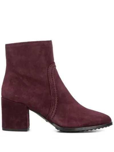 Tod's Chunky Heeled Ankle Boots In Purple