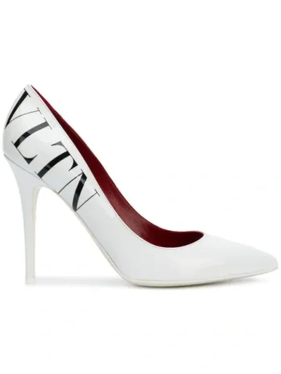 Valentino Garavani Vltn Logo Pointy Toe Pump In Black White