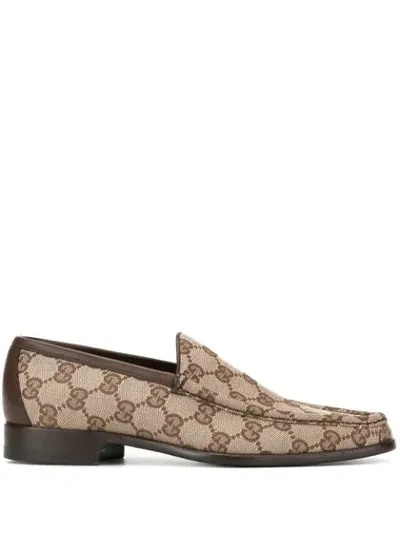 Pre-owned Gucci Gg Supreme Loafers In Brown