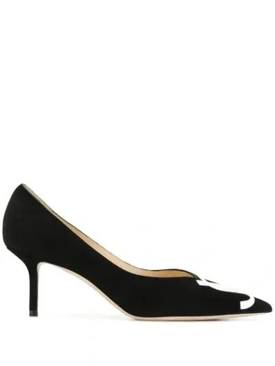 Jimmy Choo Love 65/jc Black Suede And Patent White Pointy Toe Pumps