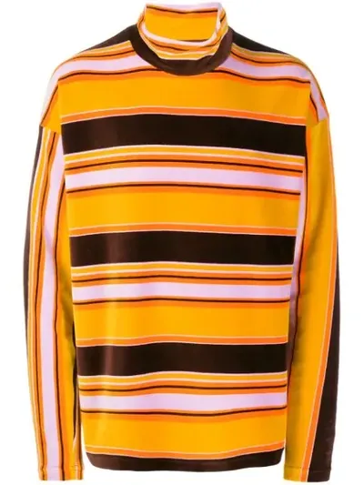 Marni High-neck Striped Cotton-velour Top In Multi Ocra