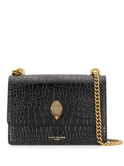 Kurt Geiger Shoreditch Crocodile Embossed Leather Crossbody Bag In Black