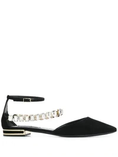 Casadei Crystal-embellished Ballerinas In Black