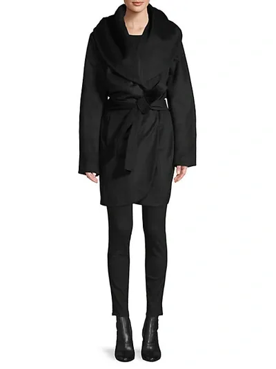 Tahari Women's Marilyn Double-face Wool-blend Coat In Black