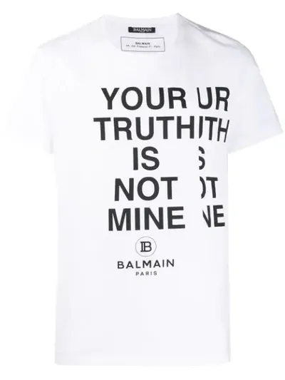 Balmain Slogan T-shirt In White