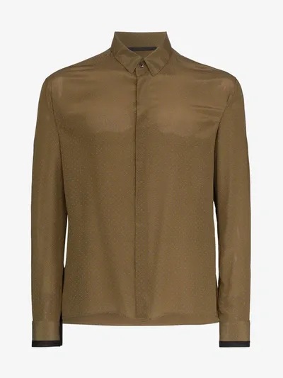 Haider Ackermann Polka-dot Long-sleeve Shirt In Green