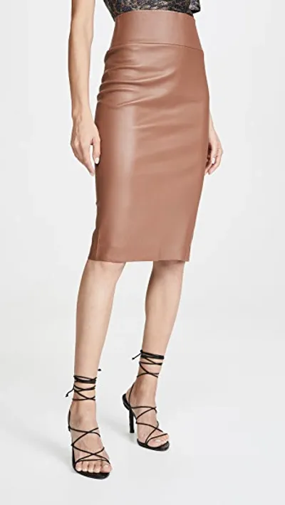 Sprwmn Leather Pencil Skirt In Hazelnut