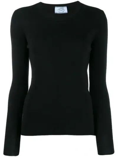 Prada Fein Gestrickter Pullover In Black