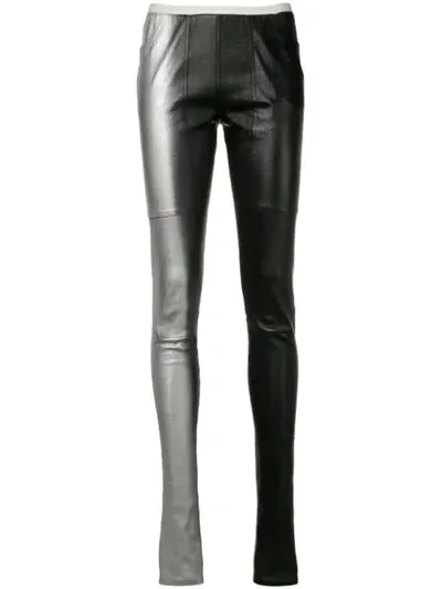 Rick Owens Mid-rise Leather Leggings In Black