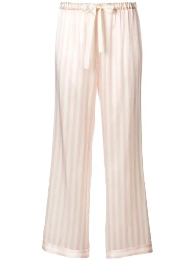 Morgan Lane Chantal Striped Silk-charmeuse Pajama Pants In Petal Cream