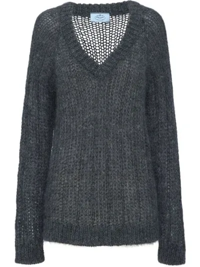 Prada Klassischer Pullover In F0480 Slate Gray