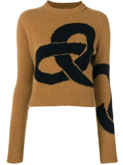 Victoria Beckham Knot-intarsia Cashmere Sweater In Brown