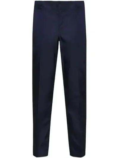 Prada Gabardine Cropped Trousers In Blue