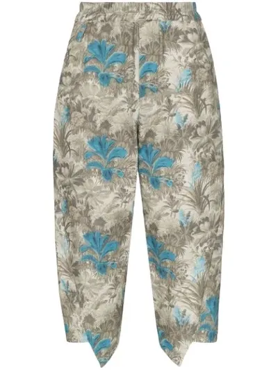 By Walid Printed Cropped Trousers In Blue