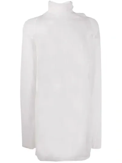 Bottega Veneta Silk Sheer Turtleneck Pullover In White