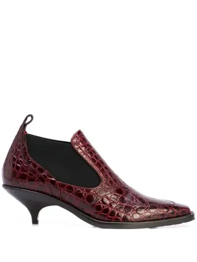 Sies Marjan Kora 50mm Crocodile Effect Boots In Red