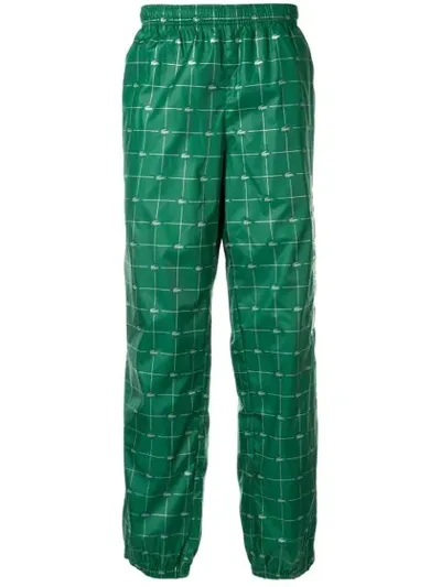 Supreme X Lacoste Reflective Grid Track Trousers In Green