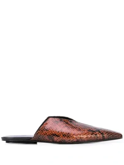 Rosetta Getty Snakeskin Effect Mules In Brown