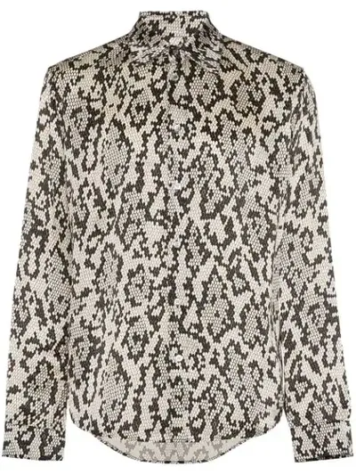 Edward Crutchley Snake-print Long-sleeve Shirt In White